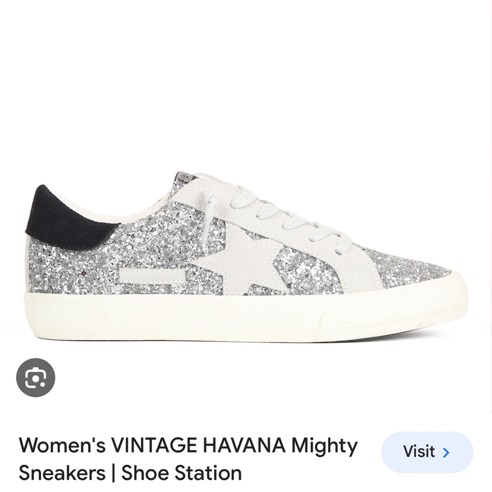Brand NEW IN BOX Vintage Havana Mighty Sneaker in Silver Glitter- Sold Out!